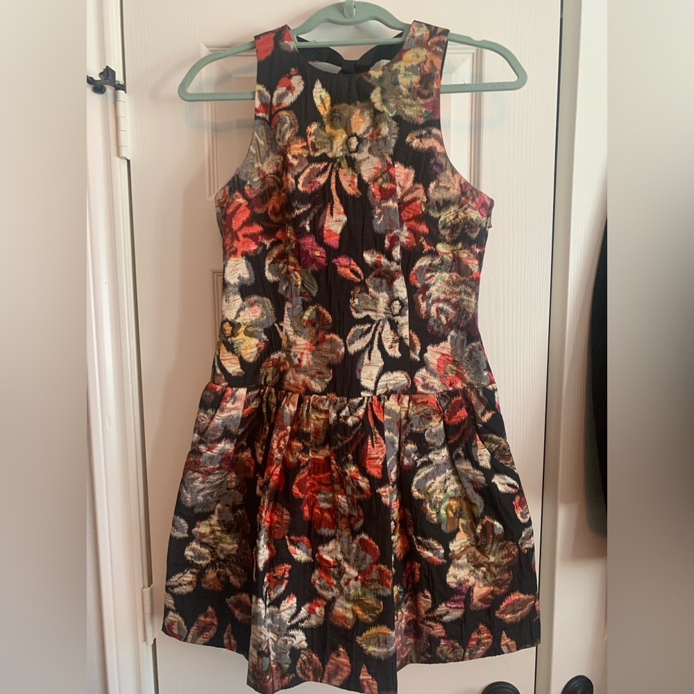 Leifsdottir Floral Formal Dress - Black, Red, Gold